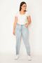 Women's Large Size Blue Wash Effect 5 Pocket Jeans 65n30966