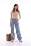 Women's Light Blue Snow Washed High Waist Palazzo Jean - 5