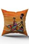 Modern Design 4-Piece Decorative Throw Pillow Cover with African Ethnic Figures (Ultra Quality Velvet Fabric) - 6