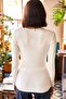 Women's Ecru Collar Lace V-Neck Camisole Knitted Blouse BLZ-19001713 - 6