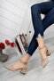 Women's Pointed Toe Beige Suede Heels New Classic - 2