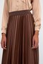 Women's Milky Brown Color Pleated Skirt with Elastic Waist - 3
