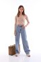 Women's Light Blue Snow Washed High Waist Palazzo Jean - 4