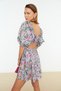 Multicolor Floral Skater/Flared from the Waist Back Detail Mini Woven Dress TWOSS22EL1107 - 6