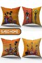 Modern Design 4-Piece Decorative Throw Pillow Cover with African Ethnic Figures (Ultra Quality Velvet Fabric) - 2