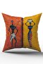 Modern Design 4-Piece Decorative Throw Pillow Cover with African Ethnic Figures (Ultra Quality Velvet Fabric) - 3