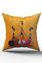 Modern Design 4-Piece Decorative Throw Pillow Cover with African Ethnic Figures (Ultra Quality Velvet Fabric) - 5
