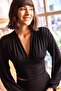 Women's Black Deep Low-cut Waist Banded Crop Blouse BLZ-19001696