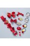 18 Pieces Bag Boxed Luxury Baby Kids Buckle Strap Set Rubber Collet Bow Glitter Gold Red - 7