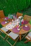 Daisy - Rose Designed Digital Printed Triangle Tasseled Runner 1 Piece - 6 Pieces Plum Colored Supla - 2