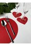Set of 6 Felt Heart Coasters Red - 2