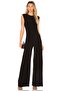 Women's Black Crew Neck Sleeveless Silk Jarse Jumpsuit