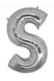 S Letter Foil Balloon Silver Silver 100 Cm, Birthday, Birthday, Party, Special Day, Surprise, Gift