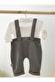 Baby Boy Brown Salopet Set with Cap and Bow Tie - 5