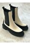 Women's Beige Genuine Leather Chelsea Boots - 5