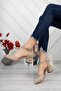 Women's Pointed Toe Beige Suede Heels New Classic - 3