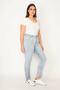 Women's Large Size Blue Wash Effect 5 Pocket Jeans 65n30966 - 2