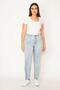 Women's Large Size Blue Wash Effect 5 Pocket Jeans 65n30966 - 4