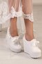 Eslem Pearl Wedge Heel Floral Wedding Dress Shoes - 2