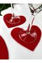 Set of 6 Felt Heart Coasters Red