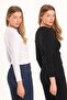 Women's Black and White Ribbed Turtleneck 2-Piece Body