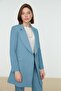 Blue Double-Button Pocket Detail Lined Blazer Woven Jacket TCTAW22CK0007