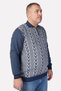 Large Size Indigo Polo Collar Zippered Cotton Men's Sweater - 3
