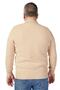 Plus Size Beige Stand Collar Zippered Cotton Men's Sweater - 4
