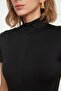 Black Zippered Stand Collar Zippered Short Sleeve Flexible Snap Knitted Body TWOAW21BD0009 - 3