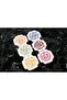 Embroidered Cocktail Napkins Set of 6, Floral Print Mixed Colors, Linen Effects - 2