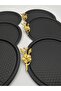 Set of 6 Black Round Patterned Gold Floral Presentation Tray, Decorative Serving Tray Tea Coffee 23 Cm - 3