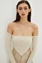 Women's Vanilla Back Zipper Crop Blouse B518