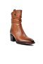1928157 Tan Zippered Genuine Leather Women's Boots - 3
