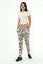 Women's Beige Italian Tie Waist Camouflage Patterned Skinny Leg Skinny Trousers - 3