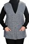 Women's Gray V-Neck Chain Knitted Wool Knitwear Mother Vest