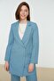 Blue Double-Button Pocket Detail Lined Blazer Woven Jacket TCTAW22CK0007 - 3