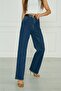 Blue High Waist Wide Leg Jean Trousers