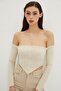 Women's Vanilla Back Zipper Crop Blouse B518 - 2