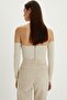 Women's Vanilla Back Zipper Crop Blouse B518 - 4