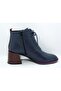 Women's Genuine Leather Navy Blue Boots - 2
