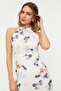 White Floral Print A-Line Halter Neck Lined Midi Woven Dress TWOSS19LJ0200 - 3