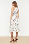 White Floral Print A-Line Halter Neck Lined Midi Woven Dress TWOSS19LJ0200 - 5