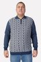 Large Size Indigo Polo Collar Zippered Cotton Men's Sweater