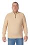 Plus Size Beige Stand Collar Zippered Cotton Men's Sweater