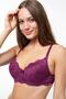 Women's Plum Underwire Supported Fully Padded Eared Lace Bra