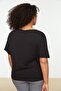 Siyah V Yaka Basic %100 Pamuk Örme T-Shirt TBBSS22BF0028 - 5