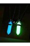 Phosphorescent Natural Stone Couple Lover Metal Necklace with Two Magnets - 2