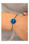 Women's Syriac Charm Stoned Blue String Bracelet