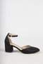 Women's Black Breast Single Strap Thick Heeled Classic Shoes - 5