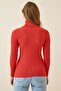 Women's Vibrant Red High-Rise Ribbed Lycra Sweater DD01007 - 4